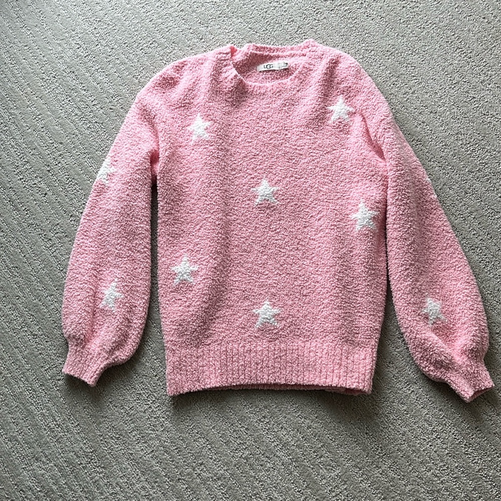 UGG ladies pink sweater with white stars -